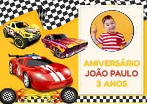 Painel de Aniversário Carros com Foto para Editar Online