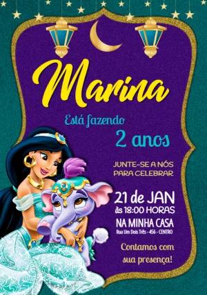 Convite Aniversário Princesa Jasmine Editável Online