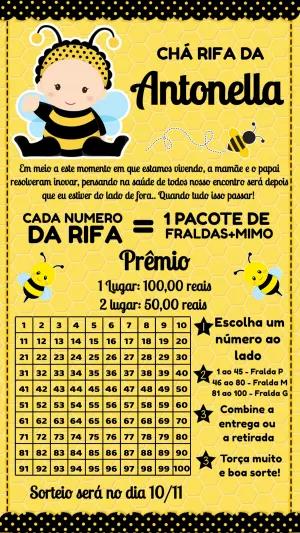 Chá Rifa de Bebê Abelhinha para Editar e Imprimir