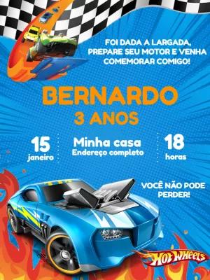 Convite de Aniversário Hot Wheels para Editar Online