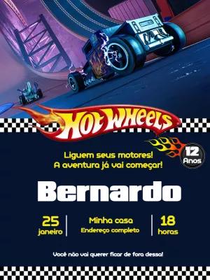 Convite de Aniversário Hot Wheels Editável para Enviar Online
