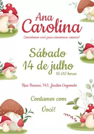 Convite de Aniversário Cogumelos para Editar Online