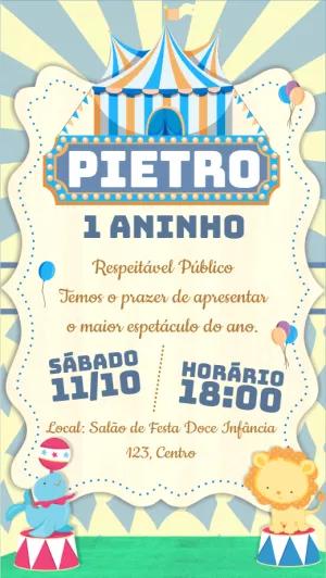 Convite Aniversário Circo Candy para Editar Online
