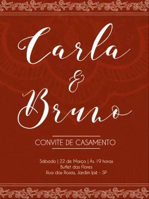 Convite de Casamento Arabesco Sofisticado para Editar Online