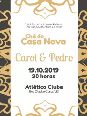 Convite Chá de Casa Nova Arabescos para Editar Online