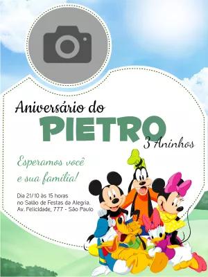 Convite de Aniversário Mickey com Foto para Editar Online