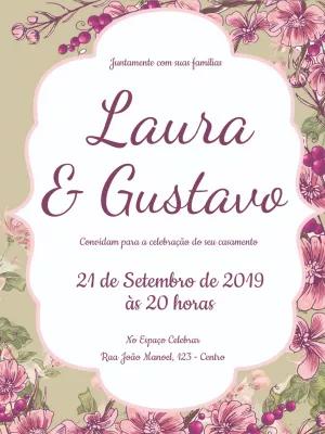 Convite de Casamento Floral Boho Chic para Editar Online