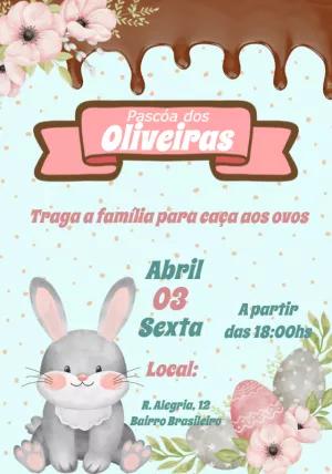 Convite de Páscoa com Coelho e Ovos para Editar Online