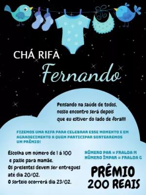 Convite Chá Rifa Menino Varal de Roupas para Editar Online
