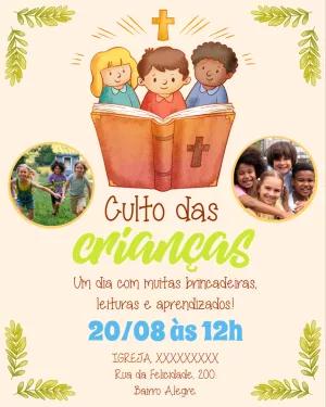 Convite Culto das Crianças com Foto para Editar Online