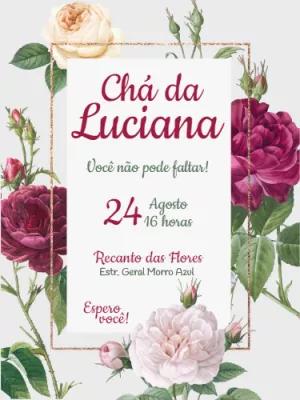 Convite de Chá de Panela Floral com Rosas para Editar Online
