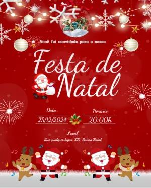 Convite Festa de Natal com Papai Noel para Editar Online