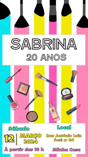 Convite de Aniversário Maquiagem Editável Online para Imprimir
