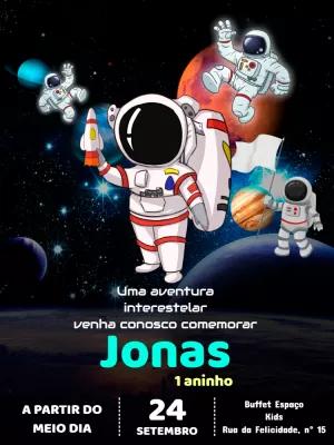 Convite de Aniversário Astronauta Espacial para Editar Online