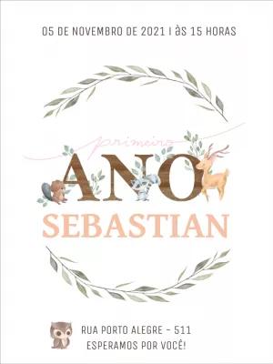 Convite Aniversário Bosque Encantado com Animais para Editar