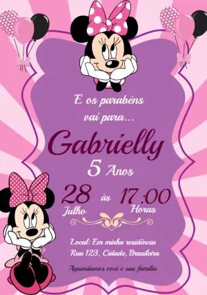 Convite de Aniversário Minnie Mouse Rosa para Editar Online