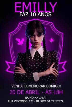 Convite Aniversário Wandinha Addams Editável Online