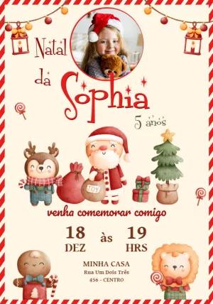 Convite Aniversário Natal com Foto para Editar Online