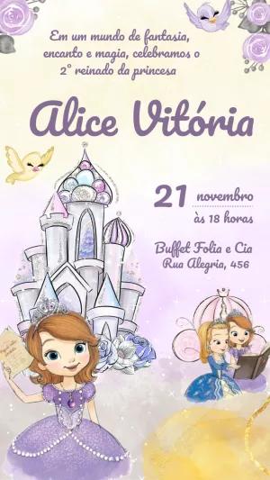 Convite de Aniversário Princesa Sofia para Editar Online