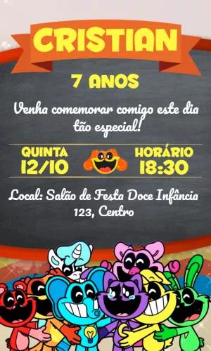 Convite Aniversário Smiling Critters para Editar Online