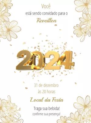 Convite de Reveillon Dourado Elegante para Editar Online