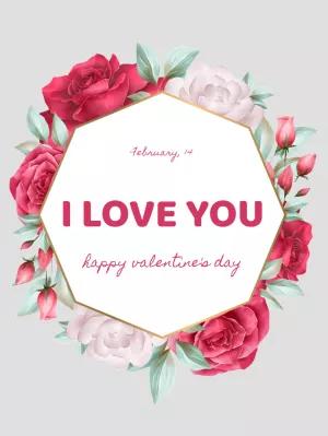 Editable Valentine's Day Card with Floral Wreath to Customize