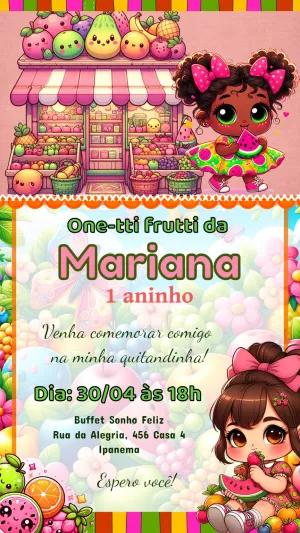 Convite Aniversário Quitandinha Frutas para Editar Online