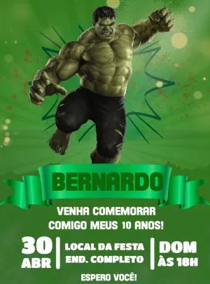 Convite de Aniversário do Hulk para Editar e Imprimir