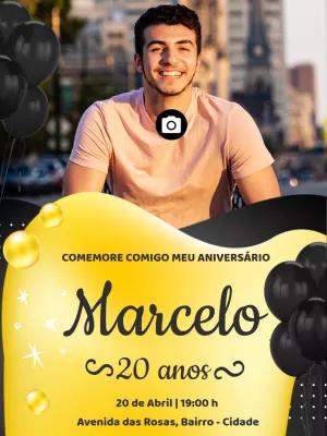 Convite de Aniversário Masculino com Foto para Editar Online
