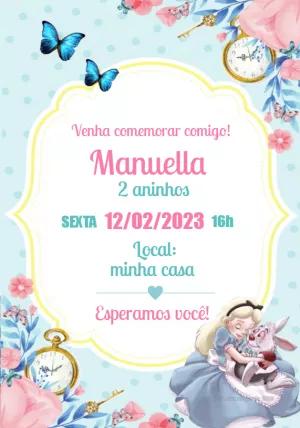 Convite de Aniversário Alice no País das Maravilhas para Editar