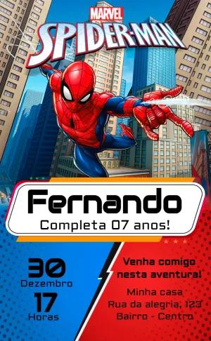 Convite de Aniversário Homem-Aranha para Editar Online