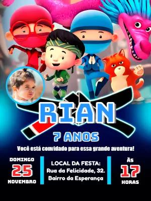 Convite de Aniversário Oi Ninja com Foto para Editar Online