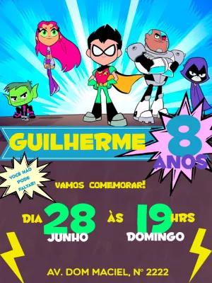 Convite de Aniversário Os Jovens Titãs em Ação para Editar Online