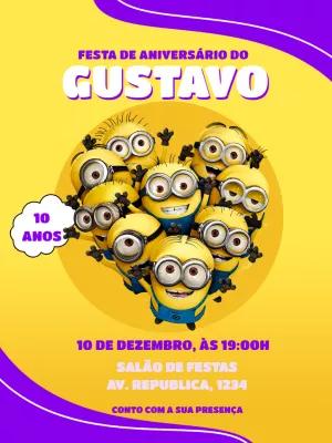 Convite de Aniversário Minions Divertido para Editar Online