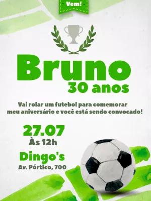 Convite de Aniversário Tema Futebol para Editar Online