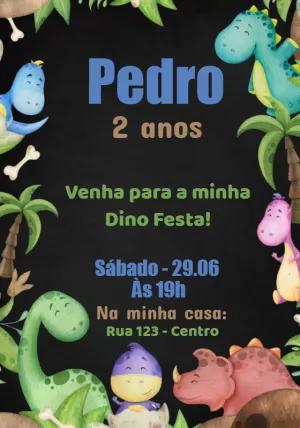 Convite de Aniversário Dinossauro Baby para Editar Online