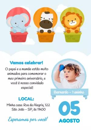 Convite de Aniversário Safari com Foto para Editar Online