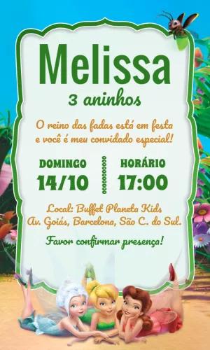 Convite Aniversário Sininho e Fadas para Editar Online