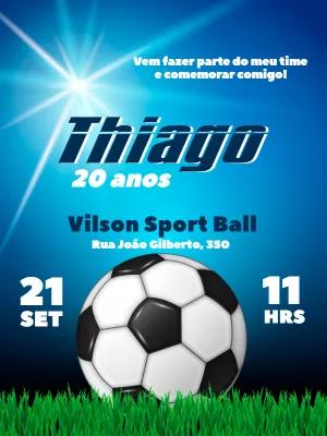 Convite de Aniversário Futebol Editável Online para Imprimir