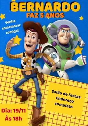 Convite de Aniversário Toy Story com Personagens para Editar