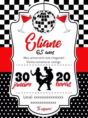Convite de Aniversário Anos 60 Editável Online para Imprimir