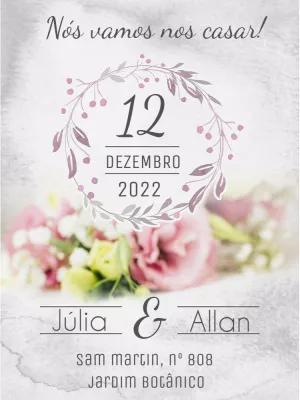 Convite de Casamento Floral Aquarela para Editar Online