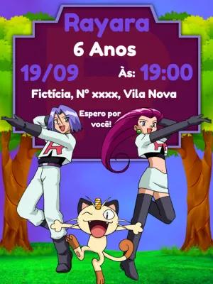 Convite Aniversário Pokémon Equipe Rocket para Editar Online