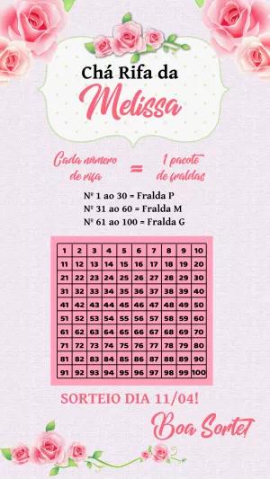 Convite Chá Rifa Floral com Rosas para Editar Online