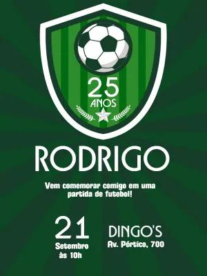 Convite de Aniversário Futebol com Escudo para Editar Online