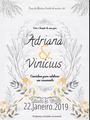 Convite de Casamento Floral Rústico para Editar Online