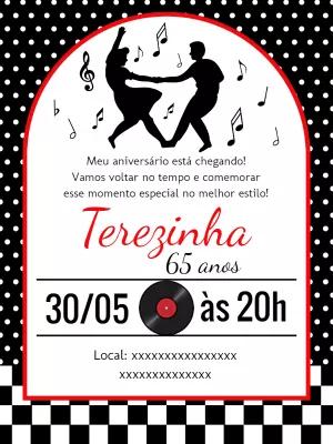 Convite Aniversário Anos 60 Rockabilly para Editar Online