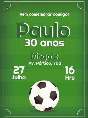 Convite de Aniversário Futebol para Editar e Enviar Online