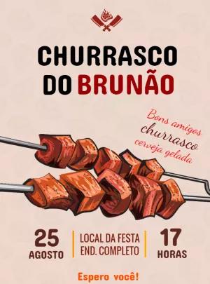 Convite de Aniversário Churrasco com Espetinho para Editar