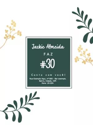 Convite de Aniversário Floral Verde e Dourado para Editar Online